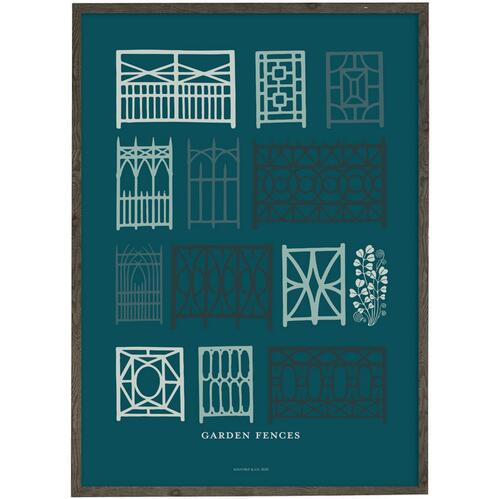 Have hegn (petrol) - KUNSTPRINT - VÆLG STØRRELSE