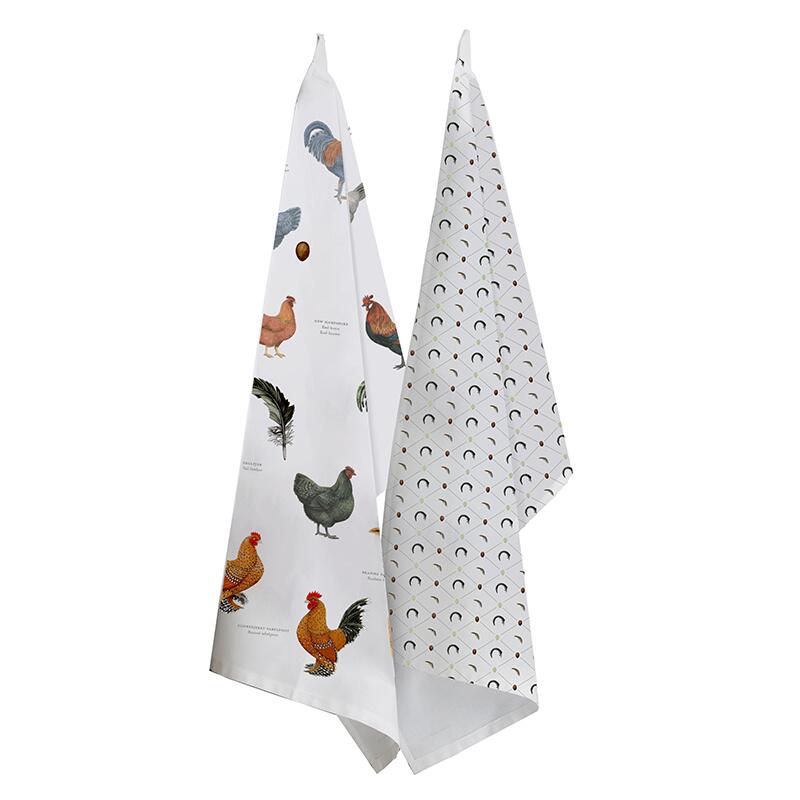 ORGANIC TEA TOWEL - Chicken pattern