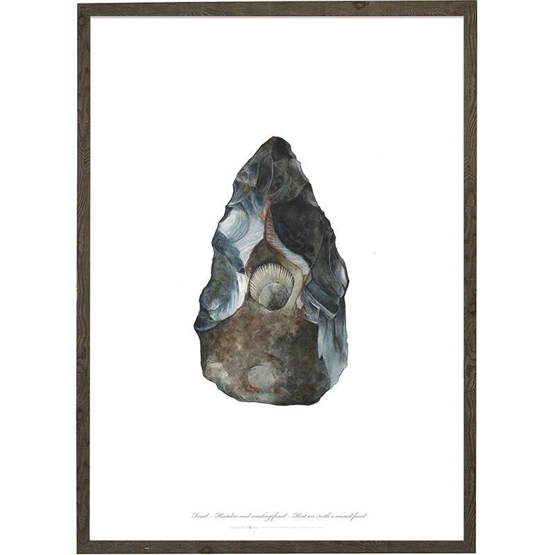 Hache en silex avec fossile - ART PRINT - CHOISISSEZ LA TAILLE