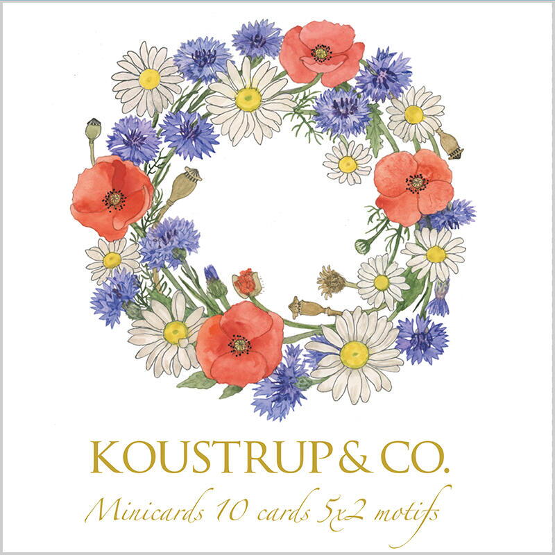 MINIKORT KVADRATISK - Sommerkranse - 8,5 x 8,5 cm